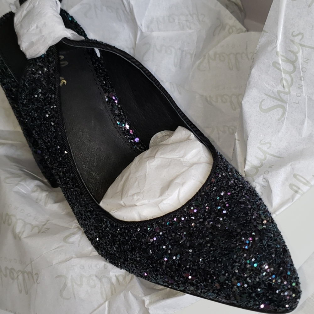 SHELLYS LONDON New Pumps Slingback Sandal Leather Lined Glitter Women's Shoes - Picture 12 of 14